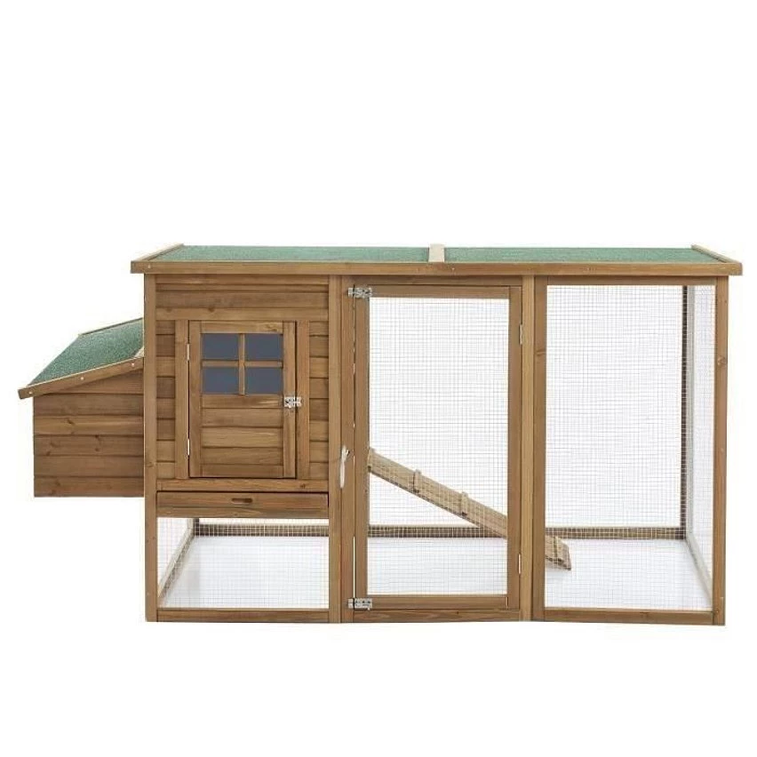 Budget ✨ Poulailler en sapin Yago - 203x75x103cm - Bois - 4 a 6 poules 🤩