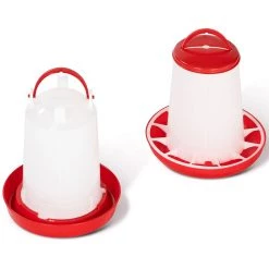 Remise ✨ IDMARKET Lot mangeoire 3 KG et abreuvoir 3L pour poules et volailles 🔔