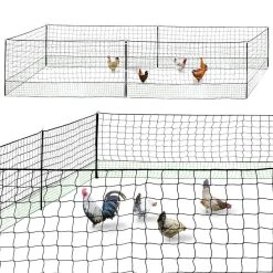 Acheter 😉 IDMARKET Kit clôture filet à poules 12 M avec porte 6 piquets double pointe ✔️