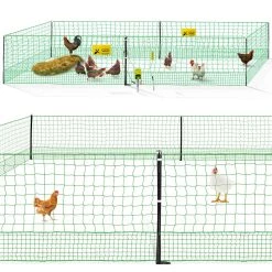 Grosses soldes 🛒 IDMARKET Kit complet clôture électrifiable + électrificateur filet à poules 24 M + porte 9 piquets double pointe ✔️