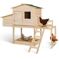 Meilleur prix 🎁 IDMARKET Poulailler EXCLUSIVE avec pondoir en bois et aire de jeux 😀