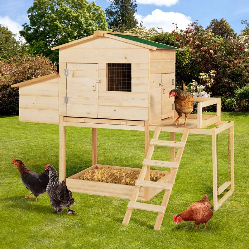 Meilleur prix 🎁 IDMARKET Poulailler EXCLUSIVE avec pondoir en bois et aire de jeux 😀 – Image 2