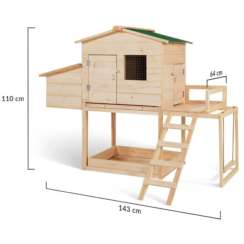Meilleur prix 🎁 IDMARKET Poulailler EXCLUSIVE avec pondoir en bois et aire de jeux 😀 – Image 3
