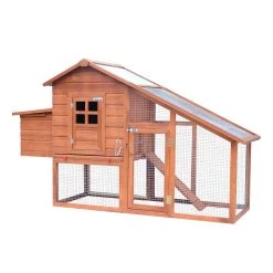 Le moins cher 🥰 Poulailler cottage cage à poules sur pied dim. 190L x 66l x 116H cm multi-équipement bois massif pin pré-huilé 😍