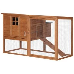 Sortie ✔️ Poulailler cottage cage à poules sur pied dim. 168L x 110l x 101H cm multi-équipement bois sapin lasuré 🧨
