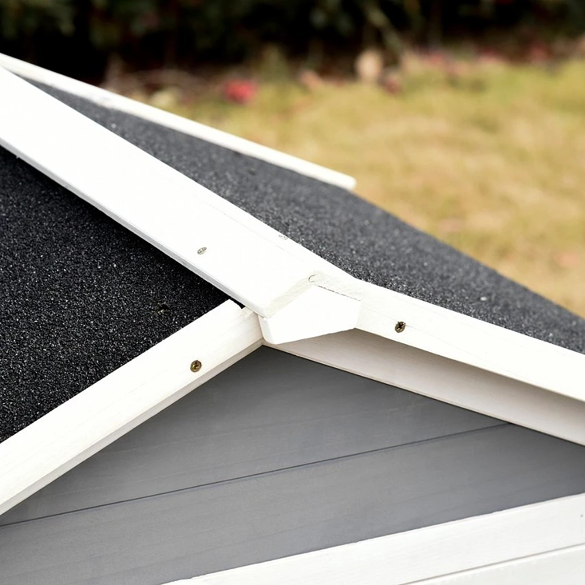 Nouveau 🧨 Poulailler cottage cage à poules surélevé dim. 176L x 65l x 100H cm multi-équipement toit bitumé noir bois sapin gris blanc 🌟 – Image 6