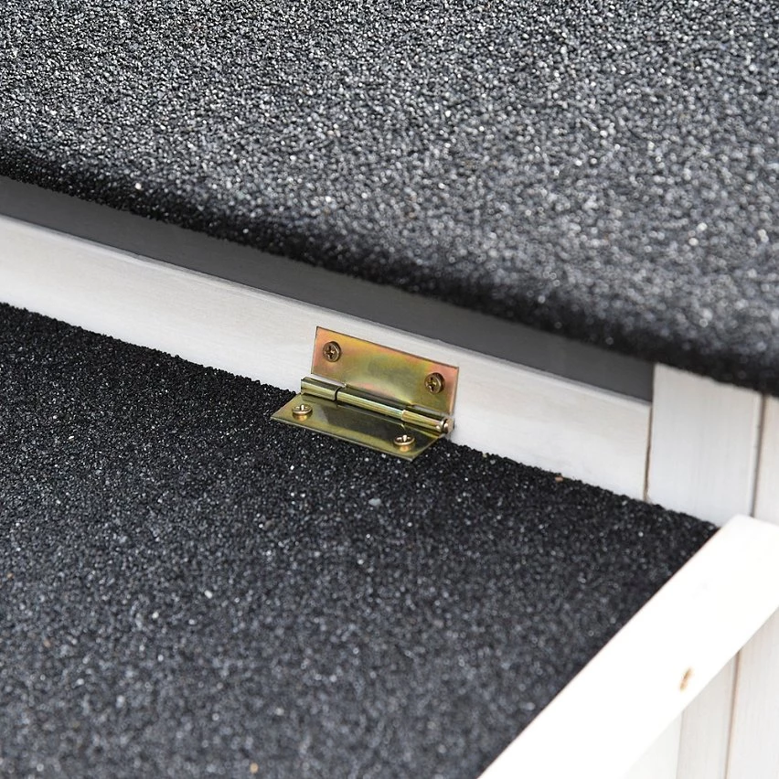 Nouveau 🧨 Poulailler cottage cage à poules surélevé dim. 176L x 65l x 100H cm multi-équipement toit bitumé noir bois sapin gris blanc 🌟 – Image 7