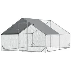 Offres 🤩 Enclos poulailler chenil 12 m² - parc grillagé dim. 4L x 3l x 2H m - espace couvert - acier galvanisé 🥰