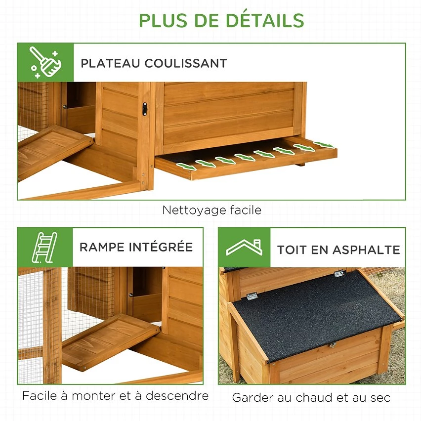 Les meilleures critiques de ❤️ Poulailler cottage multi-équipement perchoir rampe pondoir enclos tiroir à déjection 180L x 92l x 78H cm bois sapin pré-huilé 🥰 – Image 7