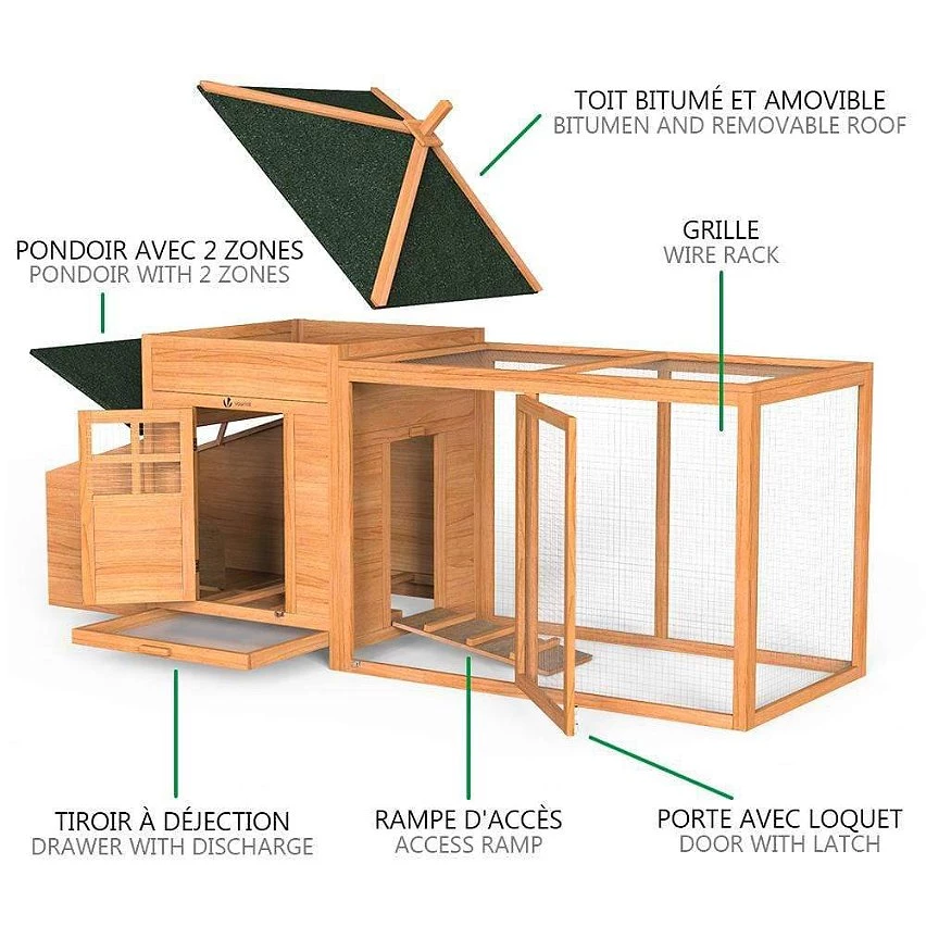 Meilleure vente đ€© VOUNOT Grand poulailler en Bois avec Pondoir et Perchoir â â Image 4