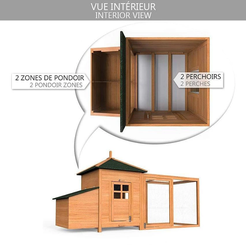 Meilleure vente đ€© VOUNOT Grand poulailler en Bois avec Pondoir et Perchoir â â Image 5